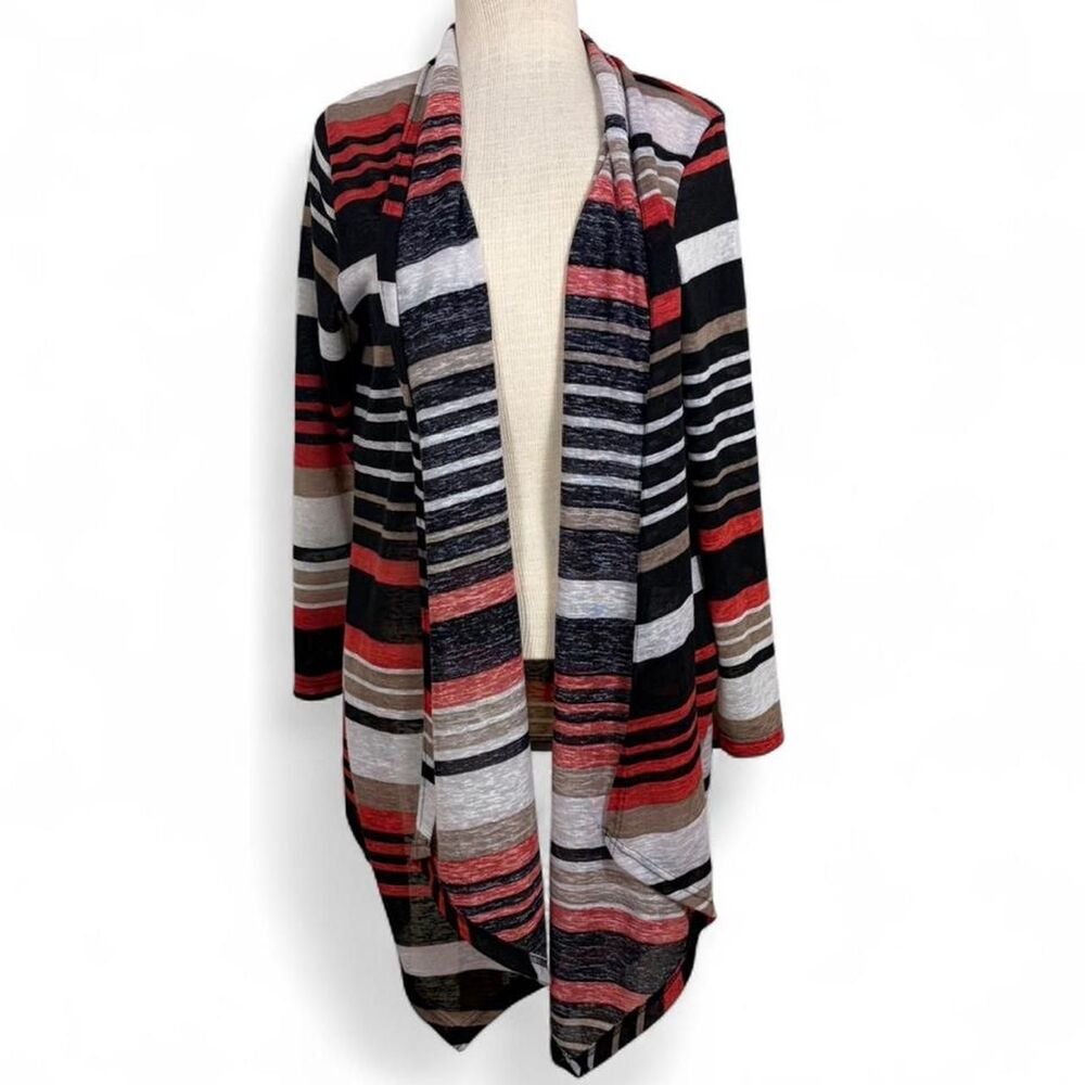 Dark Academia Striped long slub sheer sleeve cardigan
